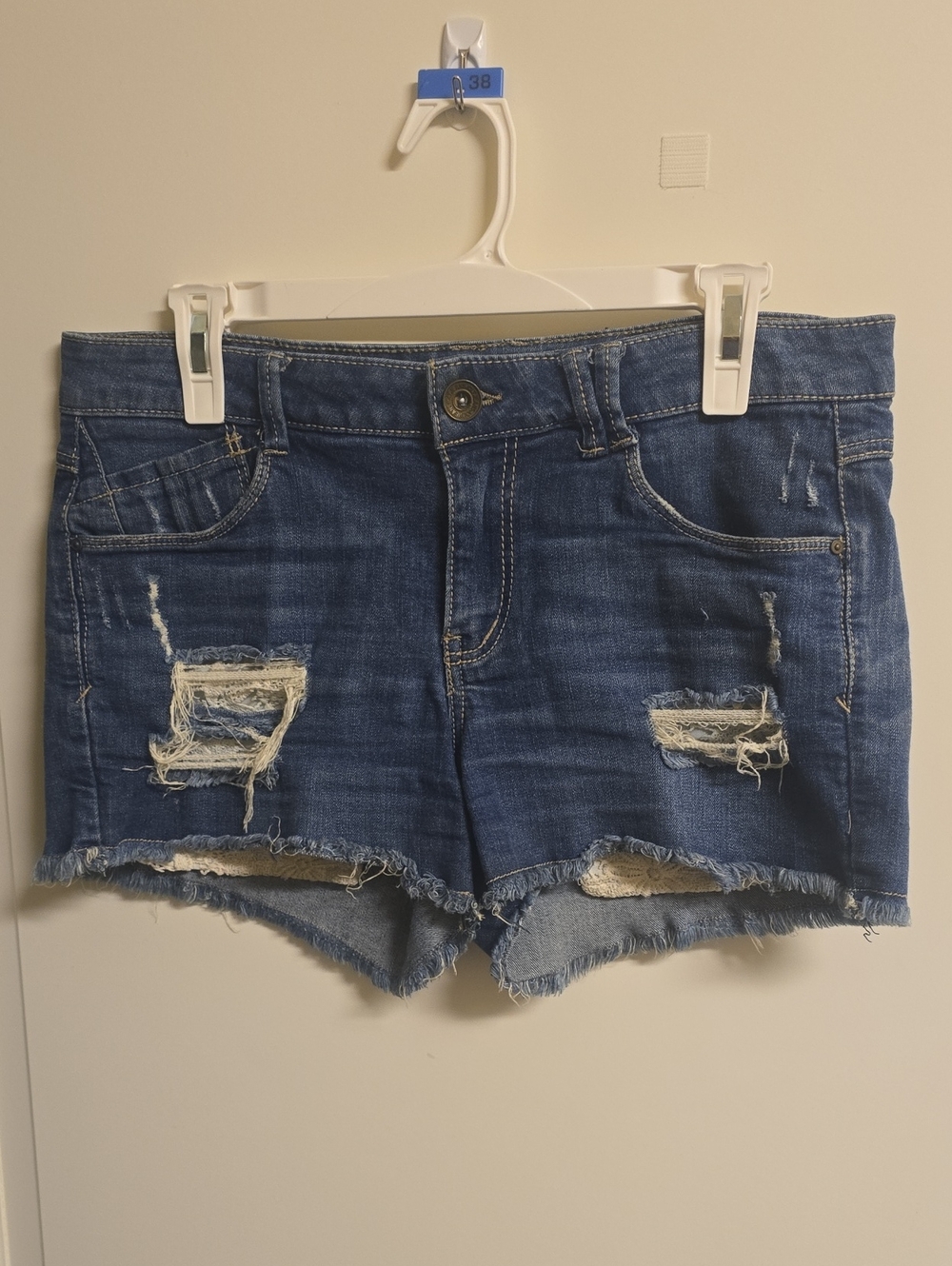 Jolt Blue Distressed Denim Jean Shorts